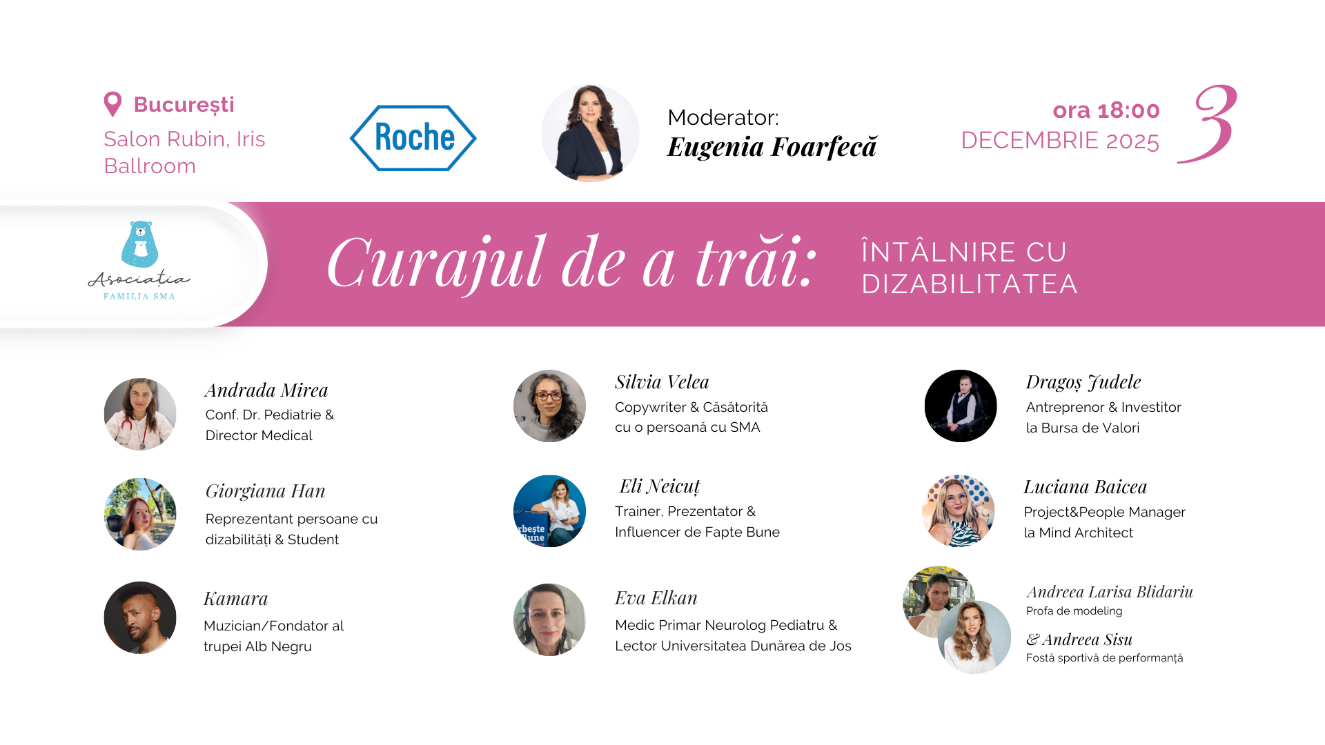 Afiș al evenimentului Curajul de a trăi: Întâlnire cu dizabilitatea, cu speakeri și informații