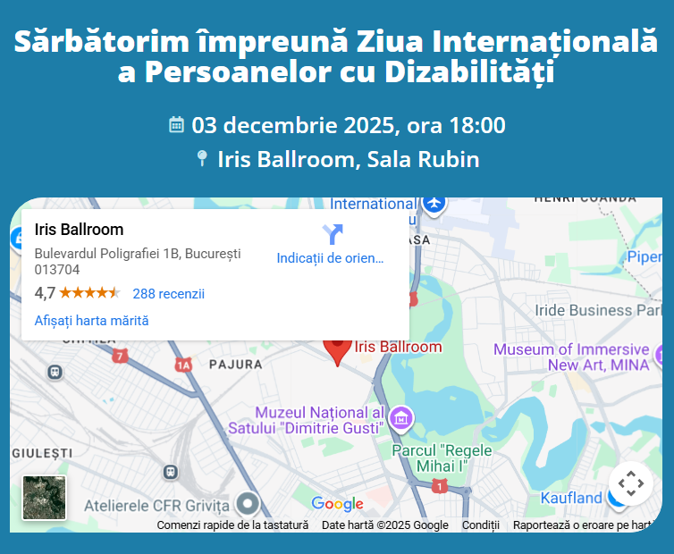 Imagine cu o hartă a locației din București a evenimentului.